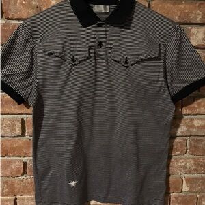 Dior Black and White Striped Polo Shirt
